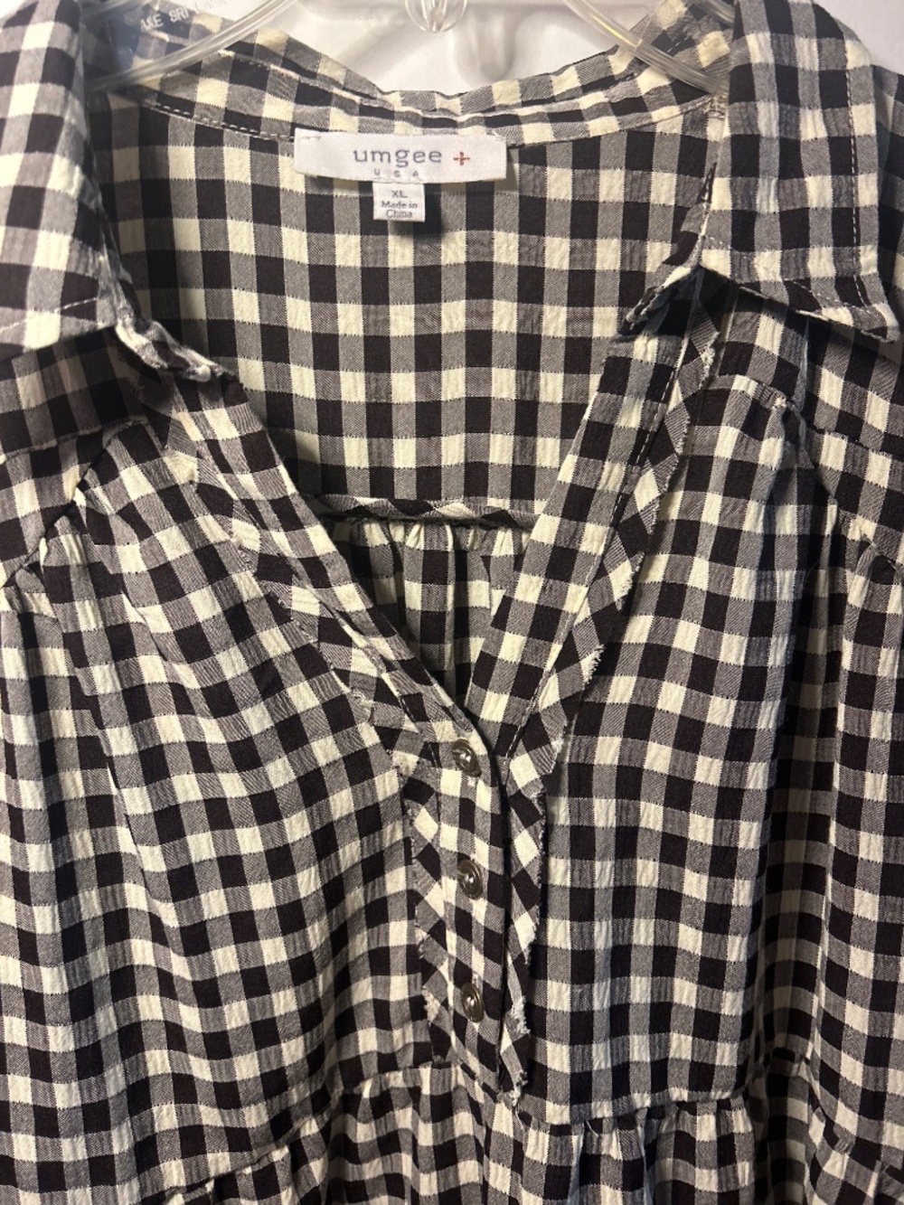 Umgee black and white gingham Tiered Mini Dress - Picture 2 of 4